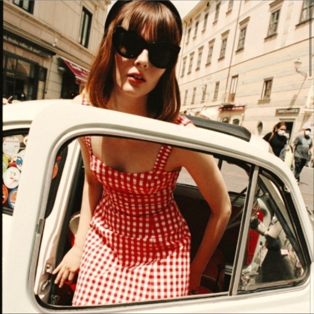 NWT ✨ Zara Gingham Mini Dress in Red & White